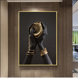 Black Woman's Hand With Gold Jewelry Canvas Paintings On The Wall Art Posters And Prints African Art Pictures Home Wall Decor