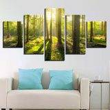 Canvas Painting HD Prints Home Decoration 5 Pieces Tree Wall Art Tropical Rain Forest Modular Landscape Pictures Artwork Poster