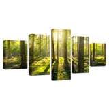 Canvas Painting HD Prints Home Decoration 5 Pieces Tree Wall Art Tropical Rain Forest Modular Landscape Pictures Artwork Poster