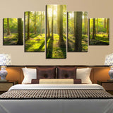 Canvas Painting HD Prints Home Decoration 5 Pieces Tree Wall Art Tropical Rain Forest Modular Landscape Pictures Artwork Poster