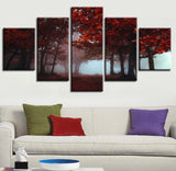 Canvas Painting Wall Art HD Prints 5 Pieces Maple Forest Home Landscape Bedroom Decor Modular Framework Pictures Artwork Poster