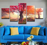 Canvas Painting Wall Art HD Prints 5 Pieces Maple Forest Home Landscape Bedroom Decor Modular Framework Pictures Artwork Poster
