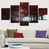 Canvas Painting Wall Art HD Prints 5 Pieces Maple Forest Home Landscape Bedroom Decor Modular Framework Pictures Artwork Poster