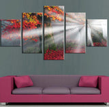 Canvas Painting Wall Art HD Prints 5 Pieces Maple Forest Home Landscape Bedroom Decor Modular Framework Pictures Artwork Poster