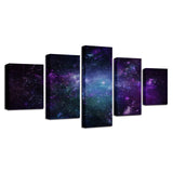 Canvas Paintings Frame Modular Wall Art 5 Pieces Abstract Purple Starry Sky Scenery Pictures For Living Room Decor Modern Prints