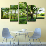 Canvas Paintings Framework HD Prints Pictures 5 Pieces Forest Green Trees Landscape Posters Home Decor For Living Room Wall Art