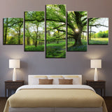 Canvas Paintings Framework HD Prints Pictures 5 Pieces Forest Green Trees Landscape Posters Home Decor For Living Room Wall Art