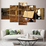 Canvas Prints Pictures Home Wall Art Decor 5 Pieces Fantasy Study Mafra Library Book Landscape Painting Poster Framework