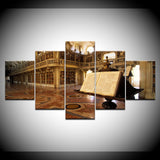 Canvas Prints Pictures Home Wall Art Decor 5 Pieces Fantasy Study Mafra Library Book Landscape Painting Poster Framework