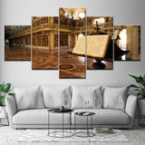 Canvas Prints Pictures Home Wall Art Decor 5 Pieces Fantasy Study Mafra Library Book Landscape Painting Poster Framework