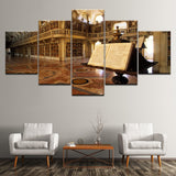 Canvas Prints Pictures Home Wall Art Decor 5 Pieces Fantasy Study Mafra Library Book Landscape Painting Poster Framework