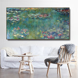 Claude Monet Water Lotus Canvas Paintings Reproduction Impressionist Art Posters and Print Wall Pictures for Home Decoration