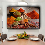 Colorful Grains Spices Spoon Kitchen Canvas Painting Cuadros Scandinavian Posters and Prints Wall Art Food Picture Living Room