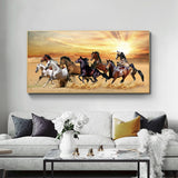 Eight Horse Wild Animals Sunset Canvas Painting Scandinavia Posters and Prints Cuadros Wall Art Pictures For Living Room Decor