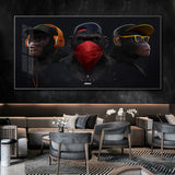 Funny Thinking Monkey with Headphone Canvas Paintings On The Wall Posters And Prints Animal Wall Pictures for Living Room Decor