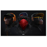 Funny Thinking Monkey with Headphone Canvas Paintings On The Wall Posters And Prints Animal Wall Pictures for Living Room Decor