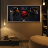 Funny Thinking Monkey with Headphone Canvas Paintings On The Wall Posters And Prints Animal Wall Pictures for Living Room Decor