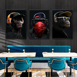 Funny Thinking Monkey with Headphone Canvas Paintings On The Wall Posters And Prints Animal Wall Pictures for Living Room Decor
