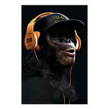 Funny Thinking Monkey with Headphone Canvas Paintings On The Wall Posters And Prints Animal Wall Pictures for Living Room Decor