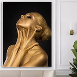 Gold Black Nude African Art Woman Oil Painting on Canvas Posters and Prints Scandinavian Cuadros Wall Picture for Living Room