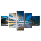 HD Canvas Pictures Modular Poster Printing 5 Pieces Reef Stone Sunrise Seascape Painting Decor Modern Wall Art Living Room Frame