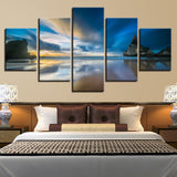 HD Canvas Pictures Modular Poster Printing 5 Pieces Reef Stone Sunrise Seascape Painting Decor Modern Wall Art Living Room Frame