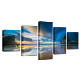HD Canvas Pictures Modular Poster Printing 5 Pieces Reef Stone Sunrise Seascape Painting Decor Modern Wall Art Living Room Frame