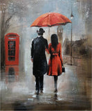 HD Print Wall Art Romance Couple Rain Day Street Landscape Poster Oil Painting on Canvas Modern Wall Picture For Living Room