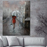 HD Print Wall Art Romance Couple Rain Day Street Landscape Poster Oil Painting on Canvas Modern Wall Picture For Living Room