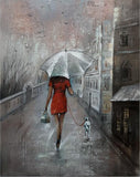 HD Print Wall Art Romance Couple Rain Day Street Landscape Poster Oil Painting on Canvas Modern Wall Picture For Living Room