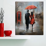 HD Print Wall Art Romance Couple Rain Day Street Landscape Poster Oil Painting on Canvas Modern Wall Picture For Living Room