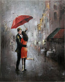 HD Print Wall Art Romance Couple Rain Day Street Landscape Poster Oil Painting on Canvas Modern Wall Picture For Living Room