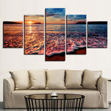 HD Prints Canvas Modular Pictures Wall Art Framework 5 Pieces Sunset Sea Waves Seascape Paintings Beach Posters Home Decor Room
