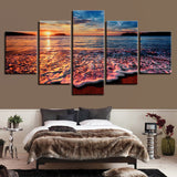 HD Prints Canvas Modular Pictures Wall Art Framework 5 Pieces Sunset Sea Waves Seascape Paintings Beach Posters Home Decor Room