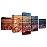 HD Prints Canvas Modular Pictures Wall Art Framework 5 Pieces Sunset Sea Waves Seascape Paintings Beach Posters Home Decor Room