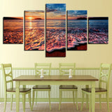 HD Prints Canvas Modular Pictures Wall Art Framework 5 Pieces Sunset Sea Waves Seascape Paintings Beach Posters Home Decor Room