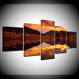 Home Decor For Living Room Art Poster 5 Pieces Reflection Sky Clouds Dusk Twilight Painting Print On Canvas Wall Modular Picture