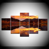 Home Decor For Living Room Art Poster 5 Pieces Reflection Sky Clouds Dusk Twilight Painting Print On Canvas Wall Modular Picture