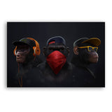 Large Animal Picture Canvas Printed Painting Modern Funny Thinking Monkey with Headphone Wall Art Poster for Living Room Decor