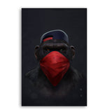 Large Animal Picture Canvas Printed Painting Modern Funny Thinking Monkey with Headphone Wall Art Poster for Living Room Decor