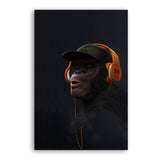 Large Animal Picture Canvas Printed Painting Modern Funny Thinking Monkey with Headphone Wall Art Poster for Living Room Decor