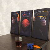 Large Animal Picture Canvas Printed Painting Modern Funny Thinking Monkey with Headphone Wall Art Poster for Living Room Decor