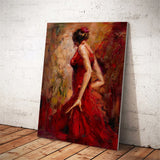Modern Abstract Portrait Posters and Prints Wall Art Canvas Painting Dancing Girl in Red Dress Decorative Pictures for Room Wall
