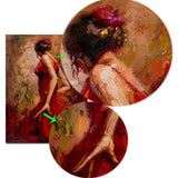 Modern Abstract Portrait Posters and Prints Wall Art Canvas Painting Dancing Girl in Red Dress Decorative Pictures for Room Wall
