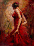 Modern Abstract Portrait Posters and Prints Wall Art Canvas Painting Dancing Girl in Red Dress Decorative Pictures for Room Wall