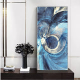Modern Posters and Prints Wall Art Oil Painting on Canvas Abstract Creative Blue Lines Pictures for Living Room Decor No Frame