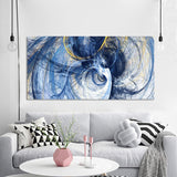 Modern Posters and Prints Wall Art Oil Painting on Canvas Abstract Creative Blue Lines Pictures for Living Room Decor No Frame