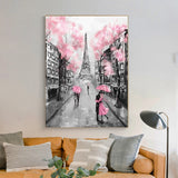 Romantic City Lovers Paris Eiffel Tower Landscape HD Print Abstract Oil Painting on Canvas Wall Art Living Room Sofa Home Decor