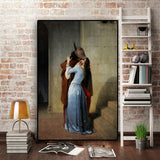 The Kiss by Francesco Hayez Oil Painting on Canvas Portrait Posters and Prints Scandinavian Pop Art Wall Picture for Living Room