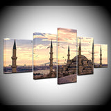 Wall Art Pictures Home Decor Frame Modern HD Prints 5 Panel Islamic Mosque Castle Painting Allah The Qur'an Canvas Poster